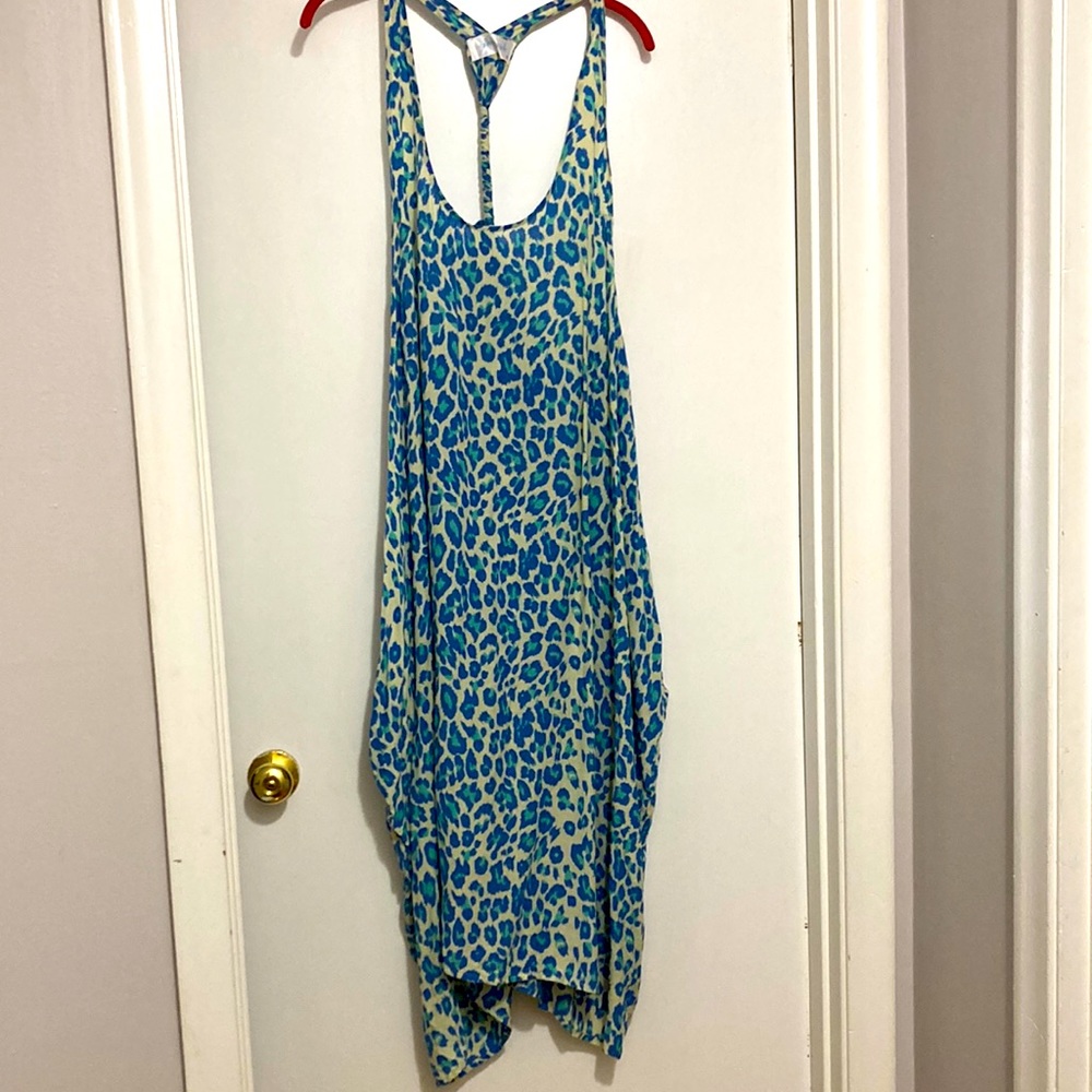 Walker & Wade Blue Cream and green Animal print Beach Cover Up